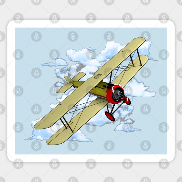 Classic Aviation Biplane Sticker by macdonaldcreativestudios